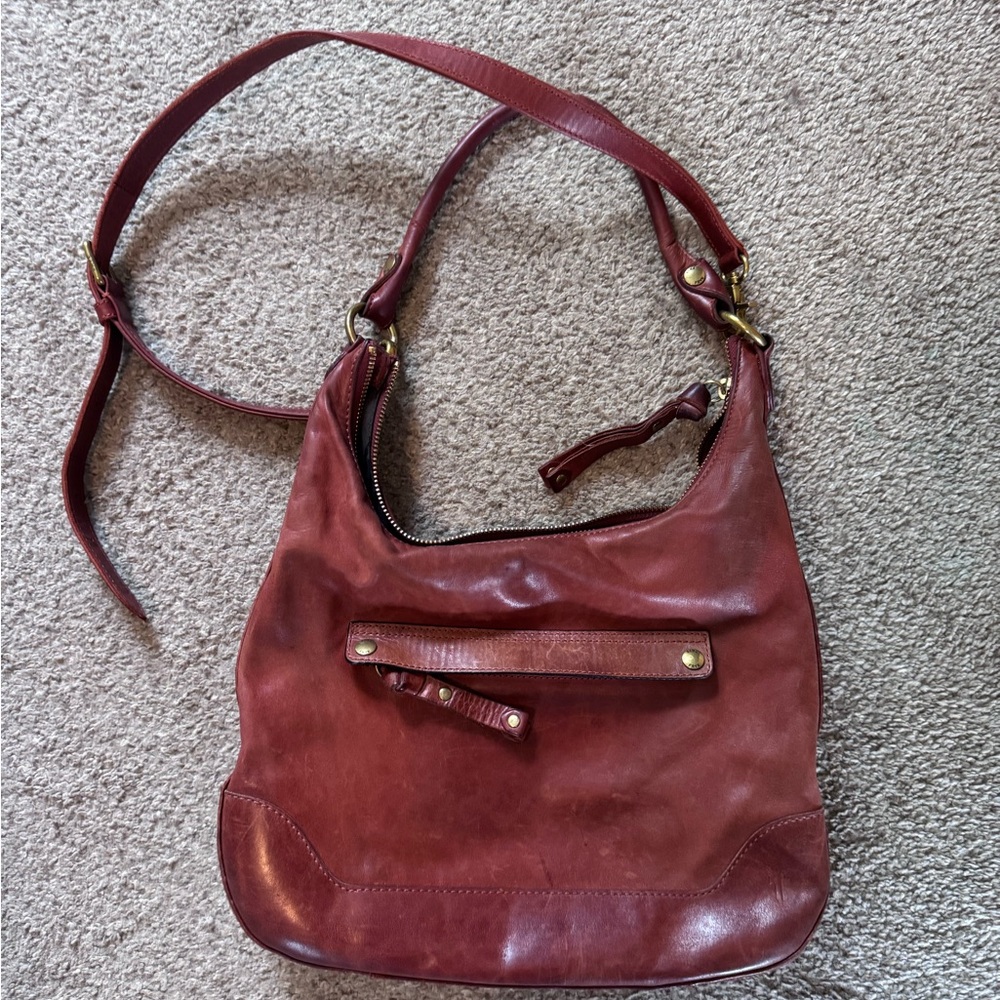 Frye Leather Melissa Hobo Bag in Red Clay